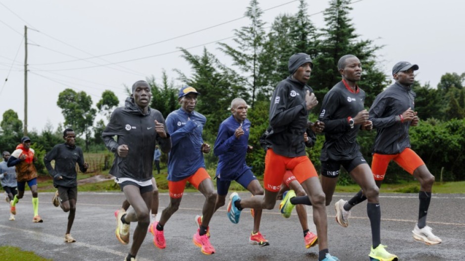 The camp's most famous resident is Kipchoge (5th R), a living legend and winner of two Olympic medals