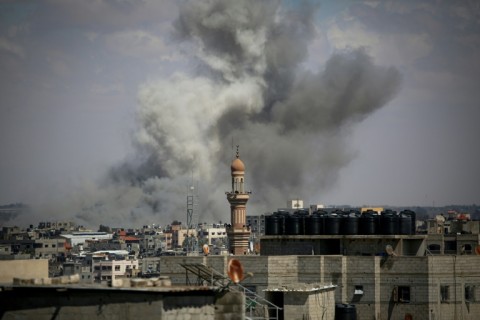 Smoke billows following bombardment east of Rafah