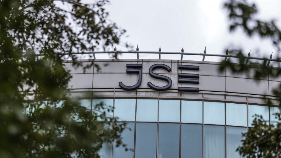 File: A general view of the the logo of the Johannesburg Stock Exchange (JSE) in Sandton, South Africa. 
