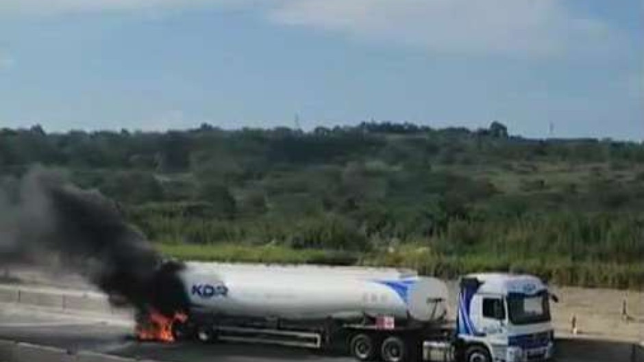 Tanker on fire in Linksfield