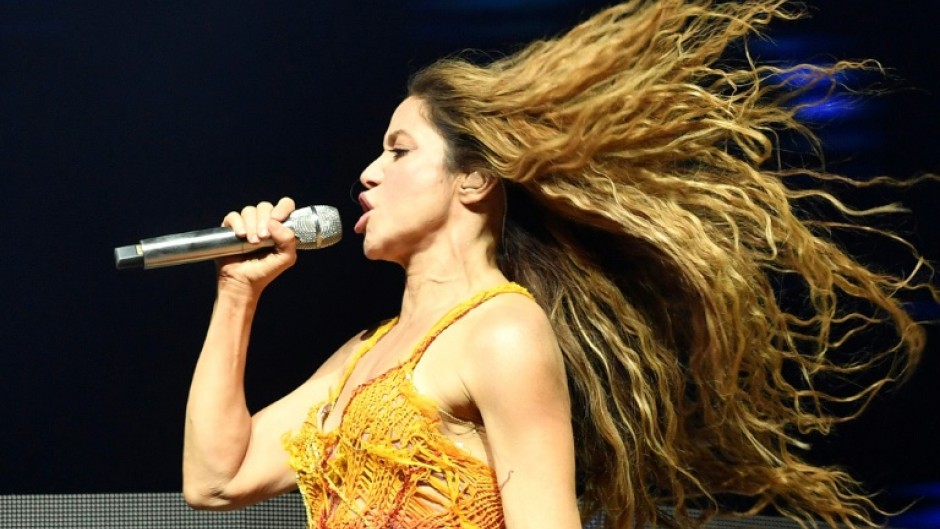 Colombian singer Shakira performs with Argentine record producer and songwriter Bizarrap on the Sahara Stage during the Coachella Valley Music and Arts Festival in Indio, California, on April 12, 2024