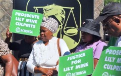 Relatives of the deceased picketed outside the NPA offices. eNCA/Aviwe Mtila