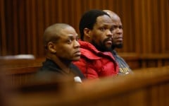 Three of the five men accused in the Senzo Mayiwa murder trial. Phill Magakoe/Gallo Images via Getty Images