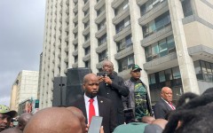 Jacob Zuma addressing Umkhonto Wesizwe outside court