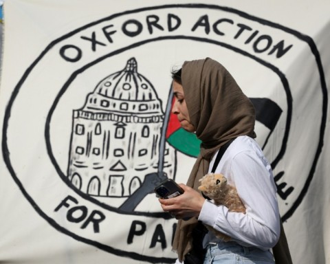 A camp has been set up at Oxford University