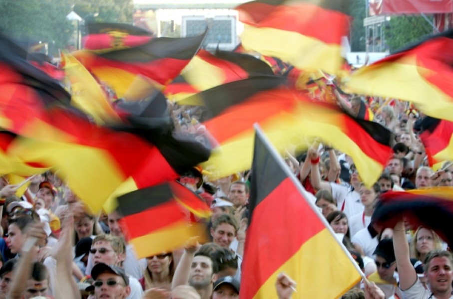Germany supporters proudly wave flags during the 2006 World Cup, something that had seemed taboo for decades