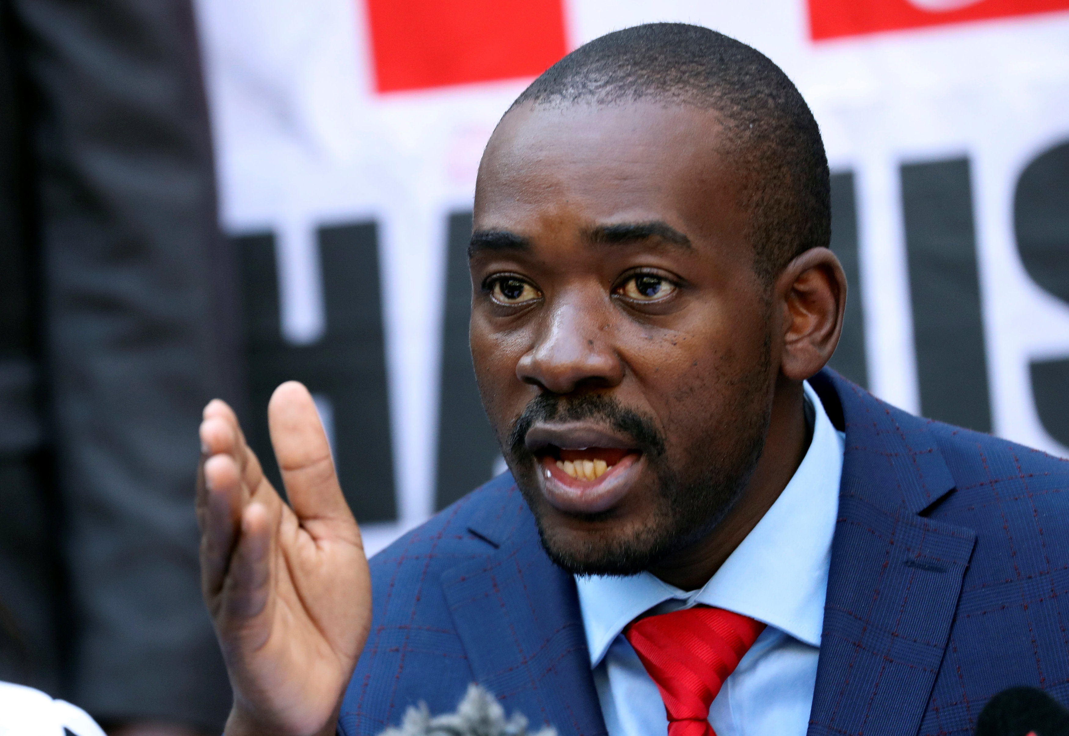File: Movement for Democratic Change (MDC) leader Nelson Chamisa following the announcement of election results in Harare, Zimbabwe, August 3, 2018.