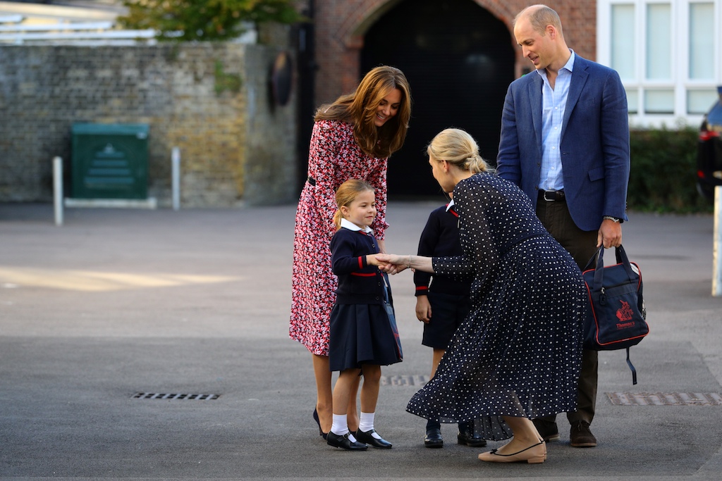 Shy Princess Charlotte adorably hides behind mom Kate Middleton on the first day of school 