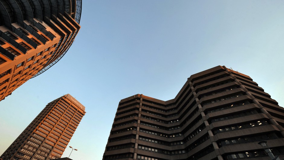 File: A general view of Sandton city buildings and hotels at Sandton City in Johannesburg, South Africa.