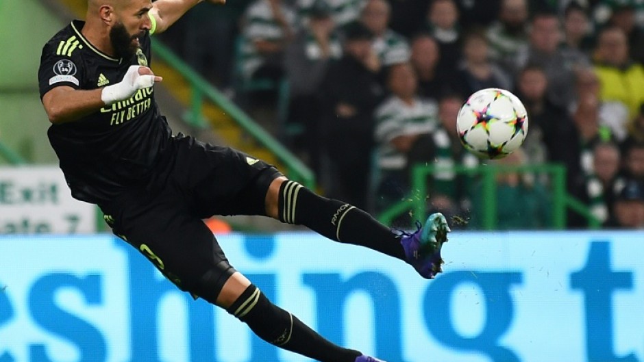 Karim Benzema in Tuesday's game in Glasgow before the Real Madrid striker's match-ending injury