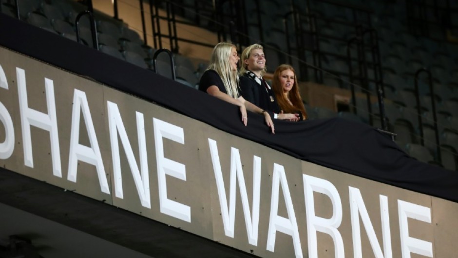 Shane Warne's children unveil the Shane Warne Stand at the MCG during a state memorial service in March