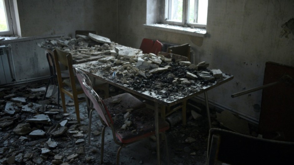 A destroyed guest house in the Armenian border town of Jermuk on September 15, 2022