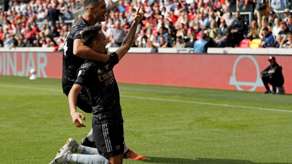 Fabio Vieira (right) scored on his first Premier League start for Arsenal