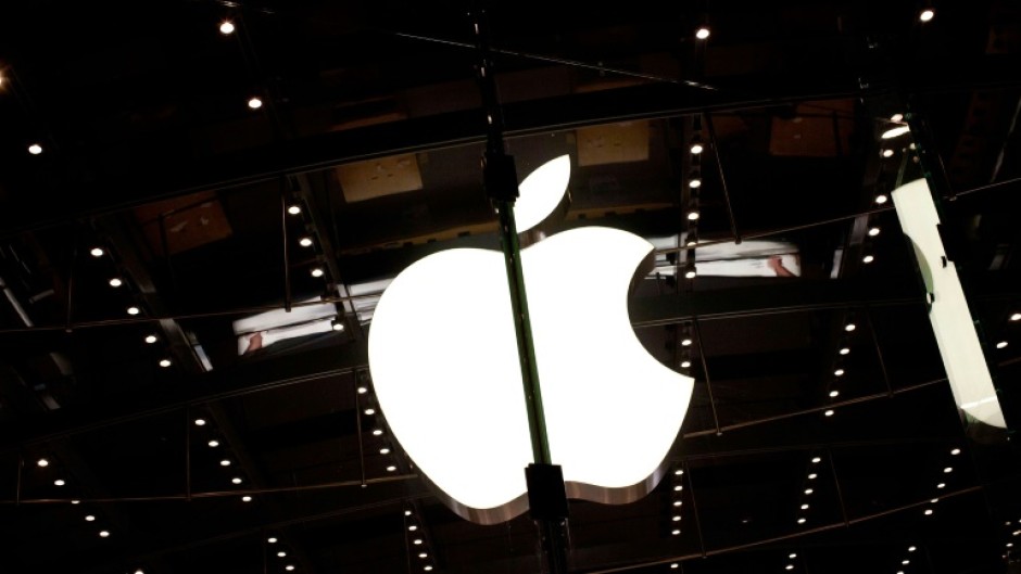 The Apple logo at a store in New York 