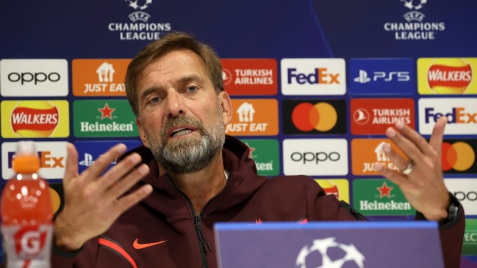 Liverpool manager Jurgen Klopp attends a press conference on the eve his side's Champions League match against Rangers