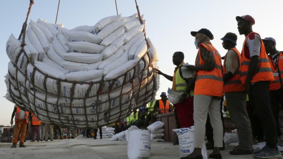Precious cargo: A consignment of imported rice lands on Monday in Moroni