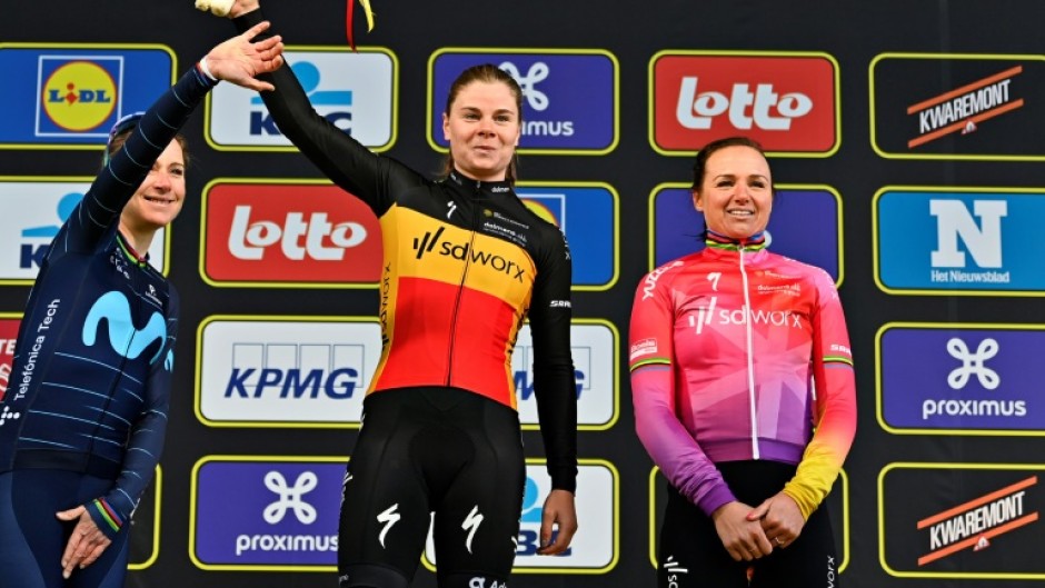 Belgian Lotte Kopecky (C) has won two prestigious one-day titles this year