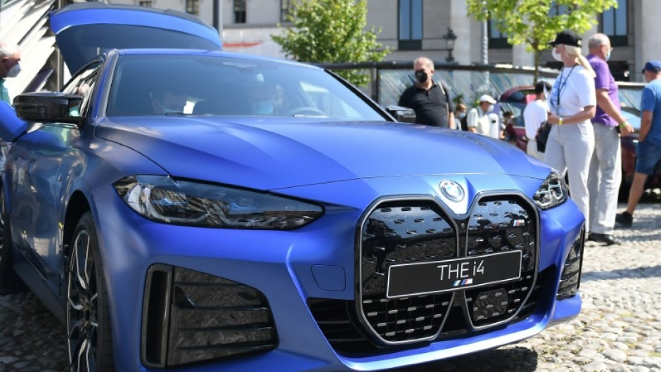 A BMW i4 electric car 