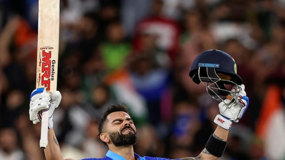 India's Virat Kohli celebrates after the win against Pakistan