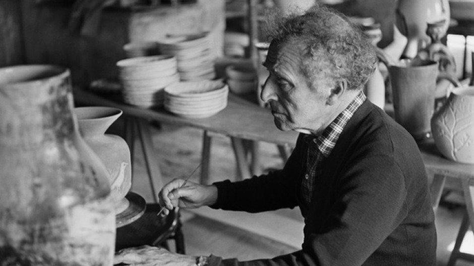 Marc Chagall working in his studio in Vallauris, in the south of France, in June 1952