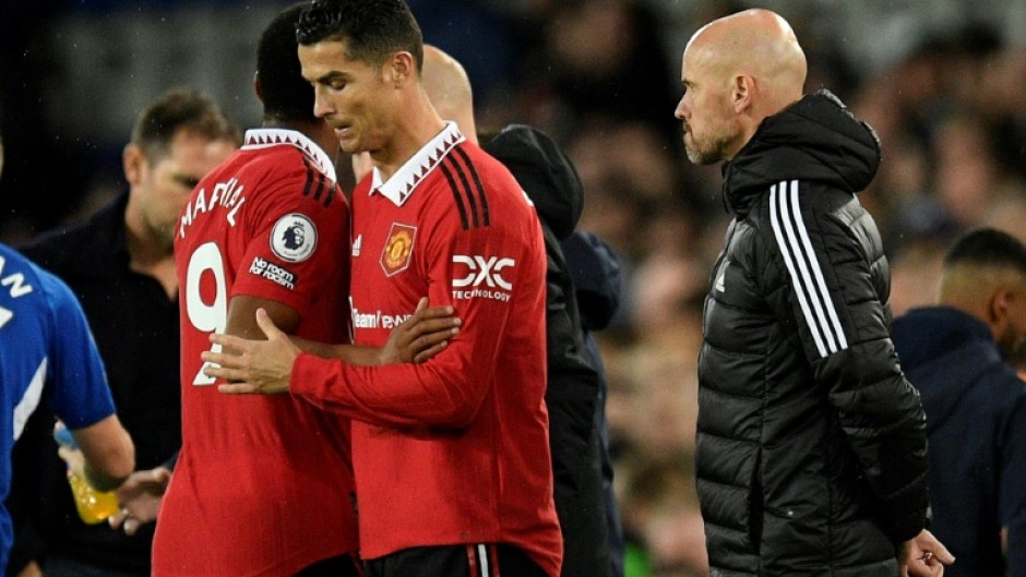 Cristiano Ronaldo (centre) said he has "no respect" for Manchester United manager Erik ten Hag