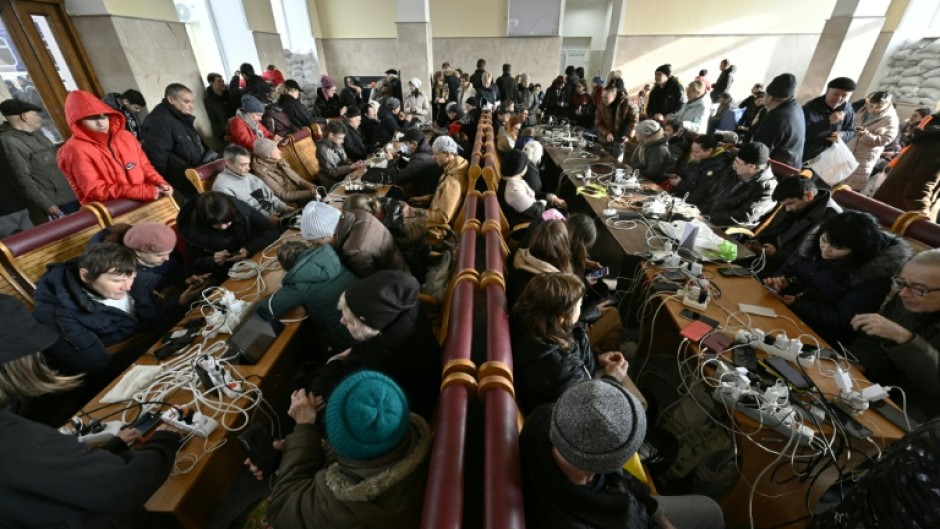 When retreating Russians left the city without power and water supplies as the harsh winter weather sets in