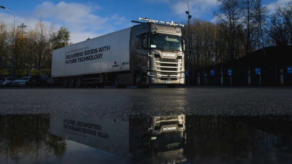 The truck drives itself, and veteran driver Roger Nordqvist is at the ready only in case of unexpected problems