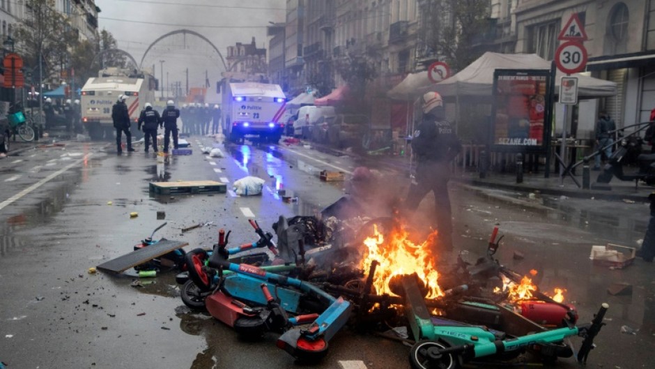 Brussels suffered riots after public screenings of the World Cup match between Morocco and Belgium 