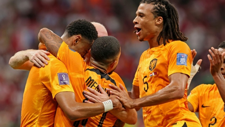 Cody Gakpo (L) has scored in three consecutive games for the Netherlands at the World Cup
