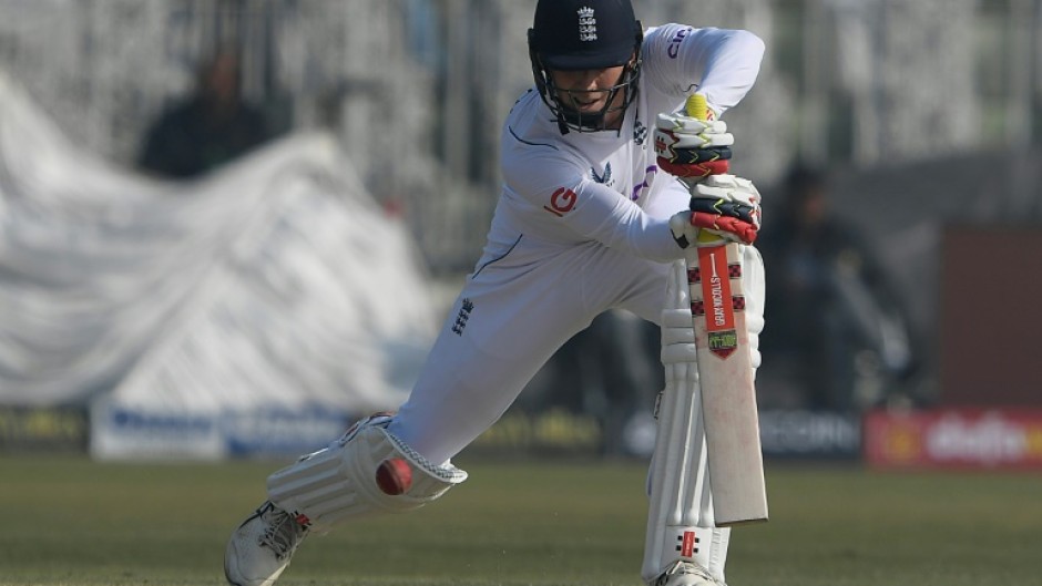 England's Zak Crawley on his way to a century against Pakistan in Rawalpindi