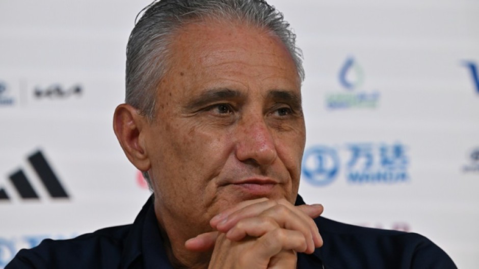 Brazil coach Tite speaking at a press conference in Doha on Thursday