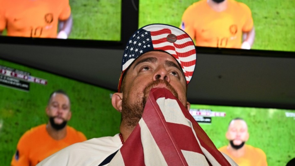 USA fans in Los Angeles watch the World Cup Round of 16 match against the Netherlands