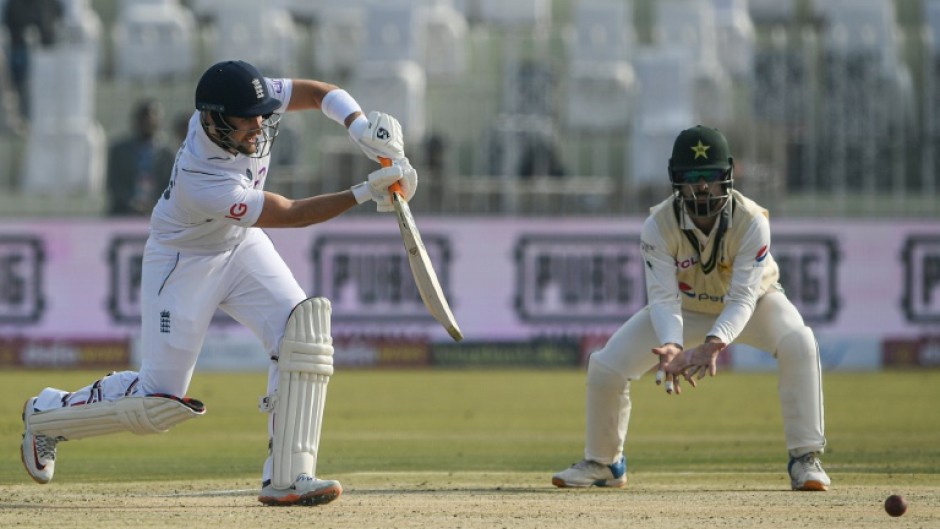 England's Liam Livingstone playing a shot during his first innings against Pakistan in Rawalpindi