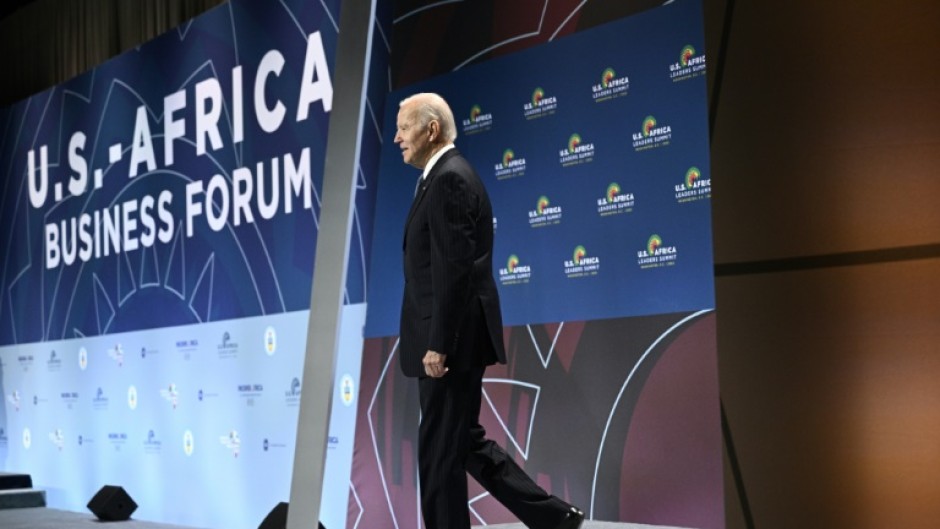 US President Joe Biden arrives to speak at the US-Africa Leaders Summit at the Walter E. Washington Convention Center in Washington