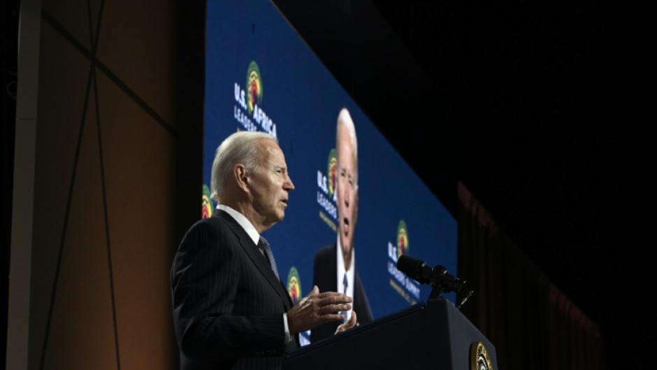 US President Joe Biden speaks at the US-Africa Leaders Summit at the Walter E. Washington Convention Center in Washington