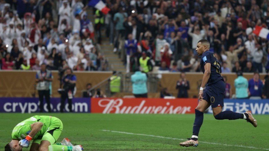 Kylian Mbappe celebrated after beating Emiliano Martinez on the way to a hat-trick in the world Cup final. But he ended up on the losing side