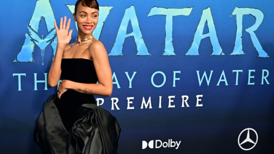 Actress Zoe Saldana arrives for the Hollywood premiere of 'Avatar: The Way of Water' on December 12, 2022