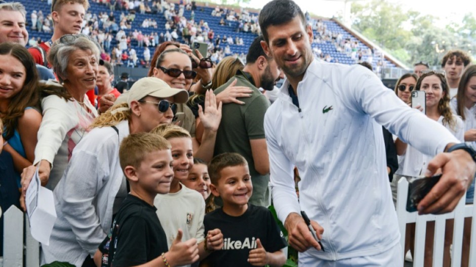 Novak Djokovic takes selfies with fans in Adelaide