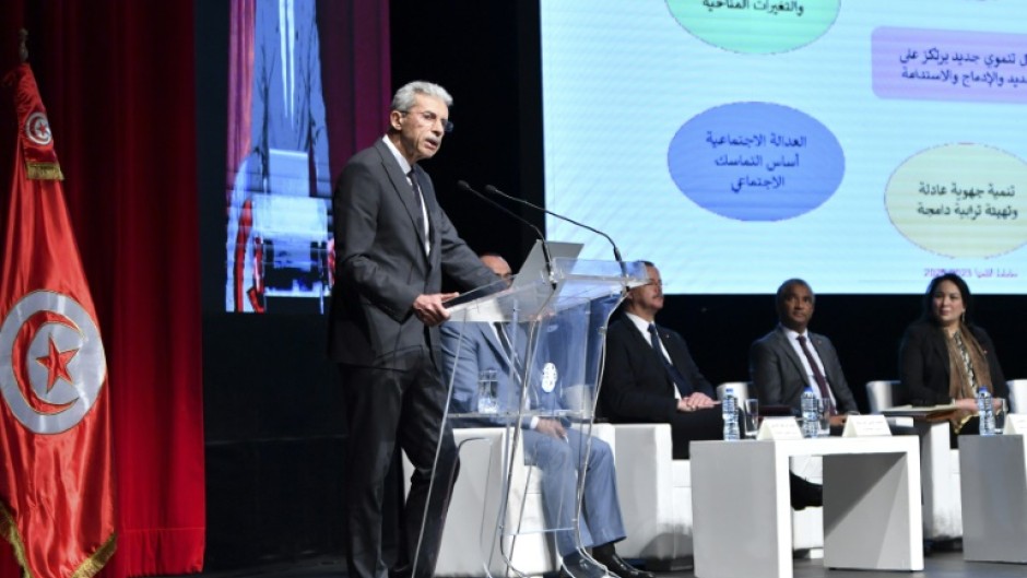 Tunisian Economy Minister Samir Saied unveils a 2023-2025 development plan the government hopes will help secure a nearly $2-billion bailout from the International Monetary Fund