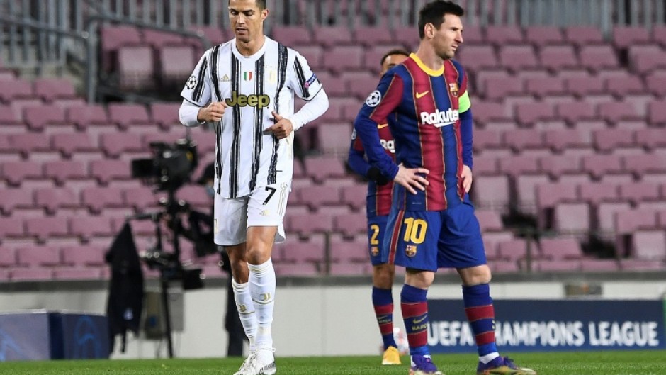 Cristiano Ronaldo and Lionel Messi coming up against each other in a Champions League match between Juventus and Barcelona in 2020