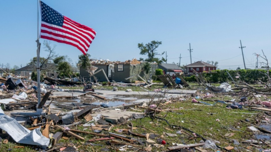 Damage left by a tornado which touched down in New Orleans, Louisiana, in March 2022