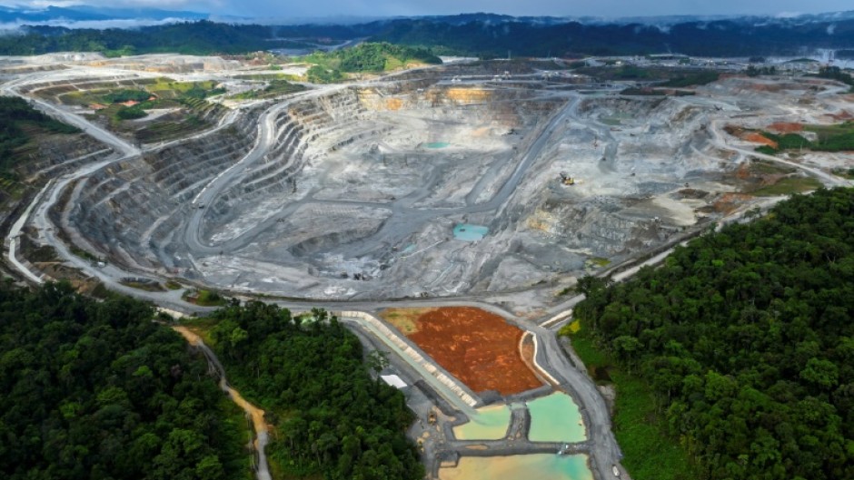 Aerial view in December 2022 of the Cobre Panama mine, operated by First Quantum Minerals of Canada
