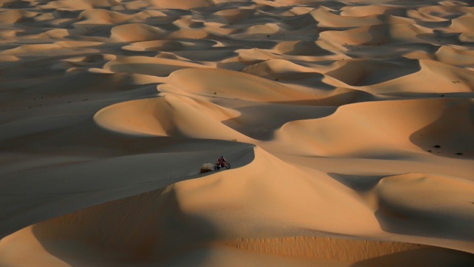 Sand sprint: Chilean biker Jose Ignacio Cornejo Florimo competes in the Dakar Rally on Saturday