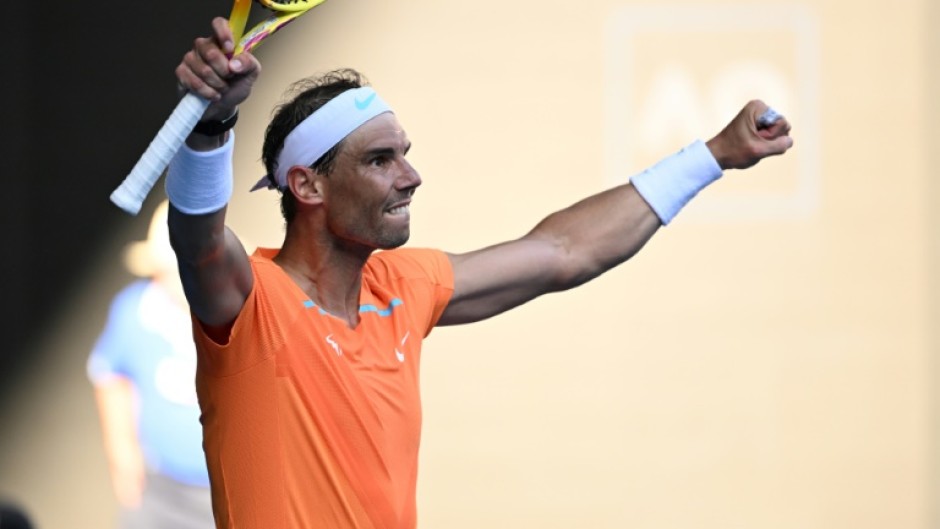 Spain's Rafael Nadal celebrates after winning against Britain's Jack Draper
