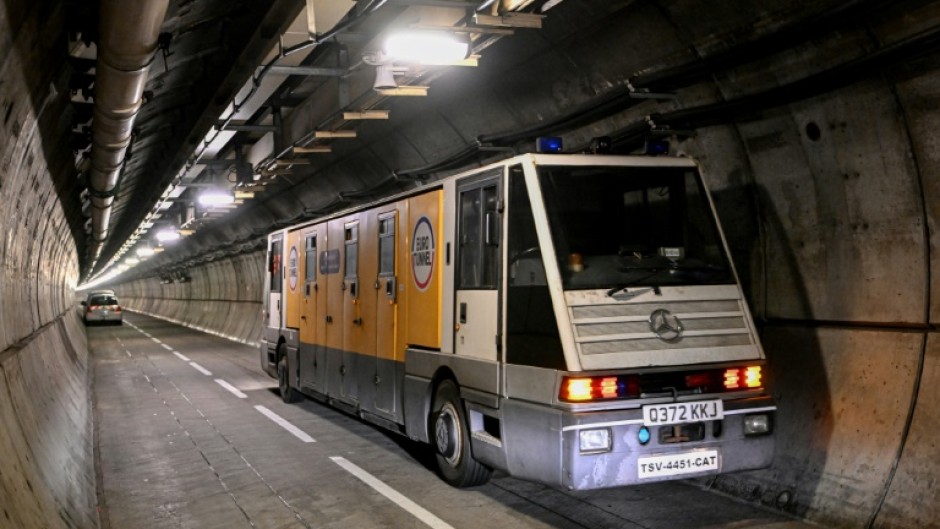 The narrow service tunnel runs for some 50 kilometres (30 miles) under the Channel