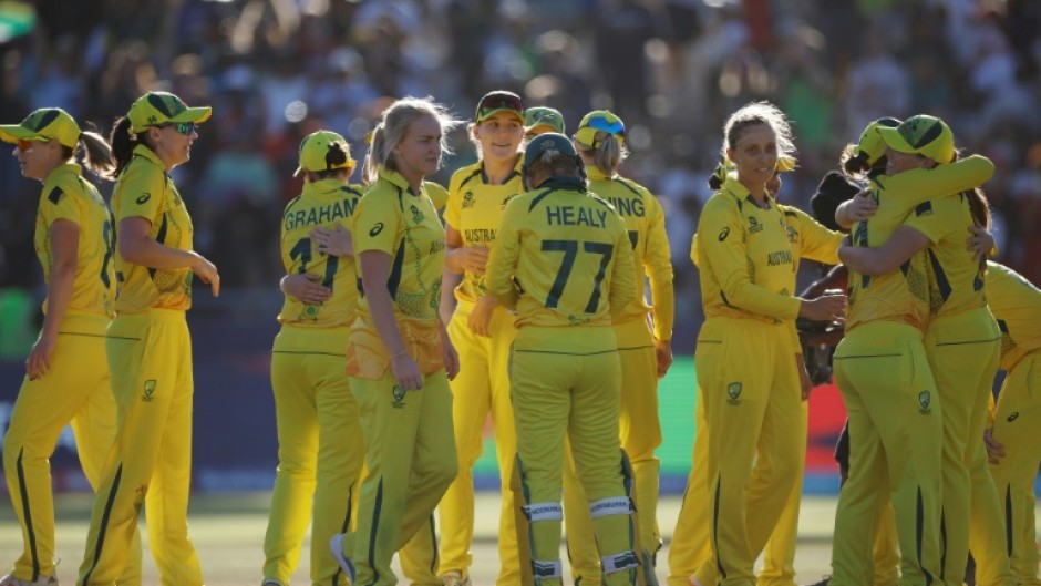 Champions: Australia players celebrate after they won the final 
