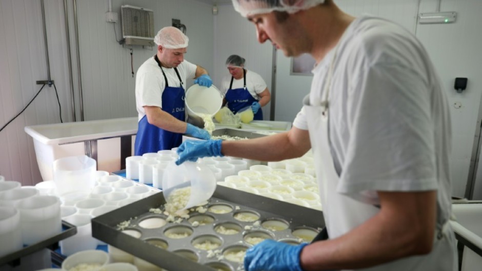 Tunworth, a Camembert-style cheese, being made by hand at the Hampshire Cheese Company in south England