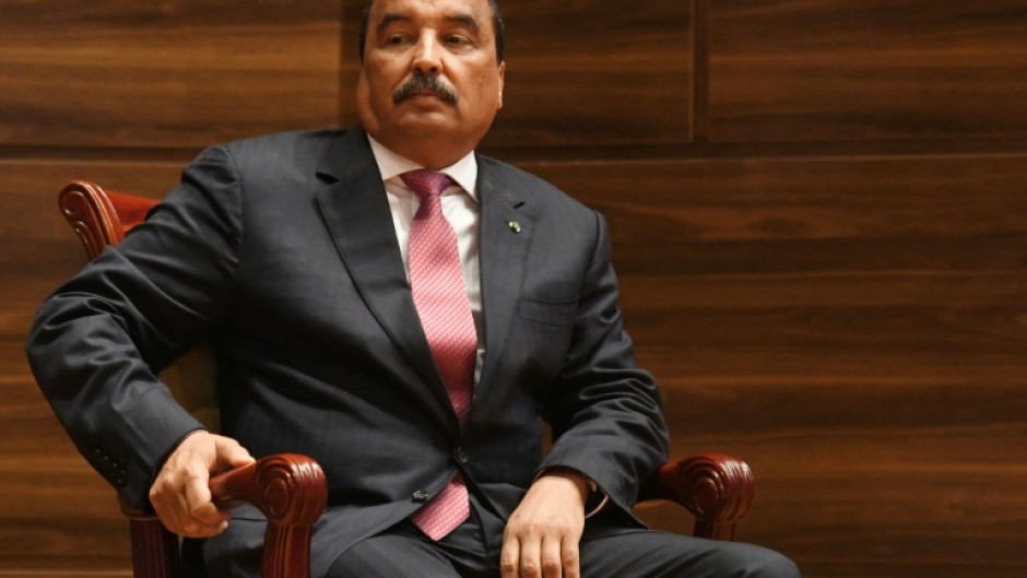 Former president Mohamed Ould Abdel Aziz, pictured at ceremonies in 2019 when he handed over to his successor, Mohamed Ould Ghazouani