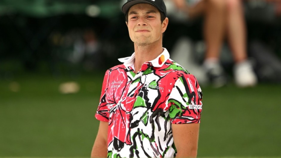 Norway's Viktor Hovland, sporting a loud shirt and a game to match, fired a seven-under par 65 to share the lead after the opening round of the 87th Masters