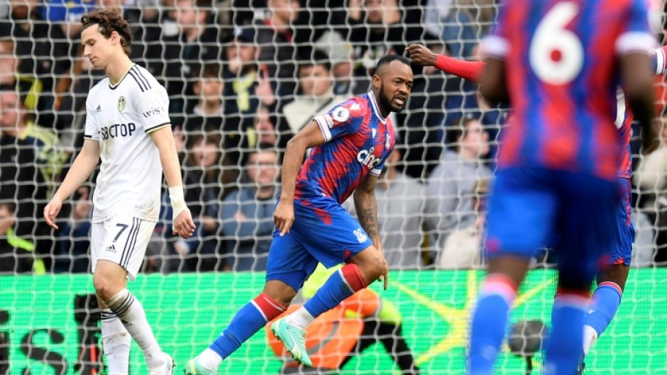Crystal Palace's Jordan Ayew (C) scored twice in the win at Leeds